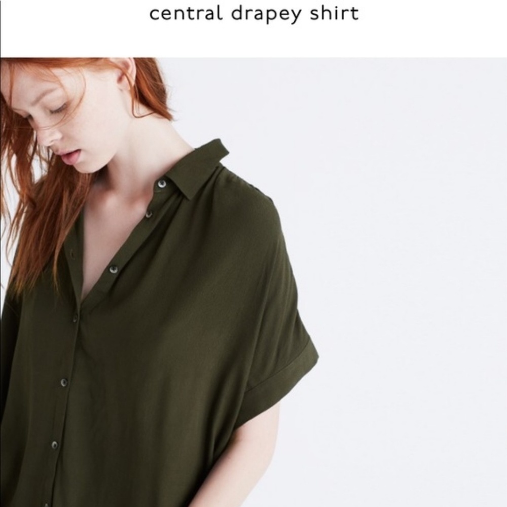 Madewell Central Drapey short sleeve shirt S Olive